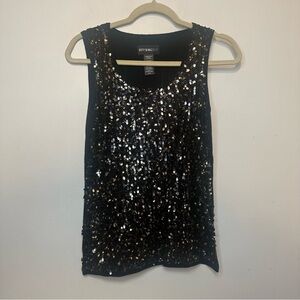 89th & Madison Holiday Shimmer Tank Black Gold Size M Medium